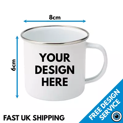 Custom Printed Enamel Mug • Metal Print Cup Gift Image Text Logo Mugs • £10.99