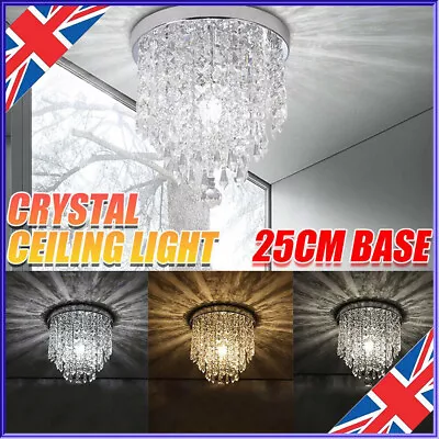 Modern LED Crystal Ceiling Lights Pendant Chandelier Lamp Living Dining Room • £25.99