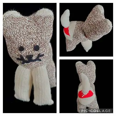 £33.41 • Buy Vintage Handmade Sock Monkey Cat Kitten Stuffed Animal Plush Red Heeled Socks