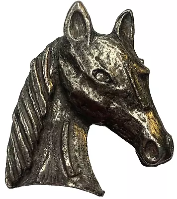 Vintage Figural Silver Tone Horse Pony Head Equestrian Western Brooch Pin 1.5'' • £18.77