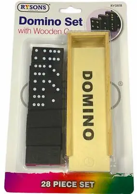 £5.99 • Buy Kids Wooden Box Dominoes Set Toy Traditional Classic Children 28 Domino Kids Fun