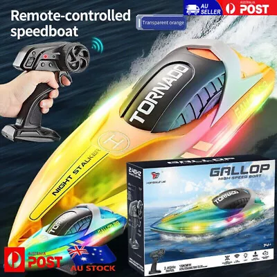 2.4G Remote Control Boat LED Light High Speed Boat Charging Racing Kids Gift Toy • $87.95