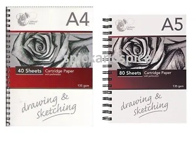 £3.89 • Buy 1 Sketch Book Drawing Pad White Cartridge Paper A4 / A5 Art Spiral 70,135,180gsm