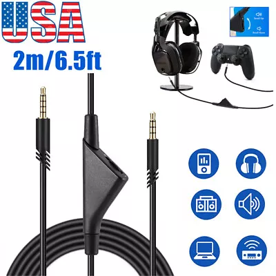 Replacement Audio Cable Cord Volume Control For Astro A10 A40 Gaming Headset 2M • $9.13