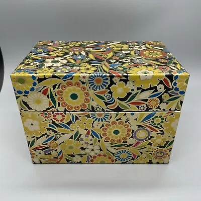 Retro 70s J. Chein And Co. Gold Flowered Tin Metal Recipe Card Box 4x6” Vintage • $24.99