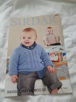 £1 • Buy Sirdar 4784 Knitting Pattern Baby Chiildrens Sweaters In Snuggly Baby Bamboo DK
