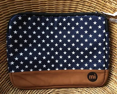 Mi-Pac All Stars Navy & White Faux Suede Trim 13” Laptop Zipped Sleeve Case NEW • £9.99