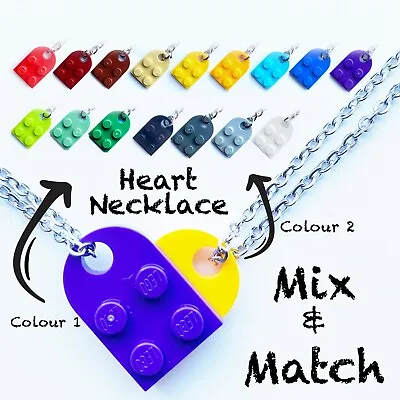 Heart Necklace Pendant｜Mix & Match｜Made With LEGO Bricks｜Make Your Own Colour • £10