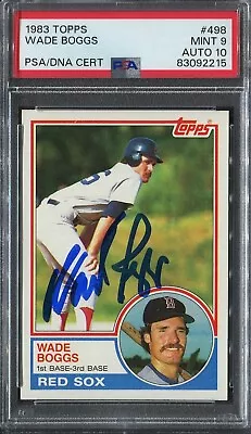 1983 Topps Wade Boggs Rc #498 Psa 9 Mint W/ 10 Auto *rare Find* Rookie Card *hot • $399.95