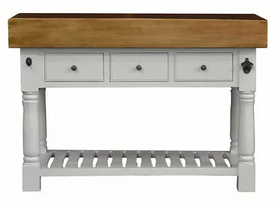 £545 • Buy Kitchen Island Butchers Block Three Drawers Handmade French