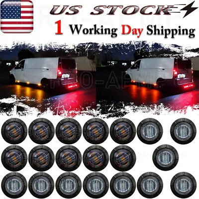 12V Red Amber Side Marker Lights Truck Trailer Round 3/4 LED Bullet Light PSEQT • $8.99