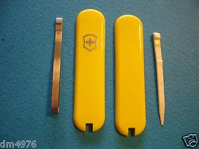 NEW SWISS ARMY VICTORINOX 58mm YELLOW SCALES W/TOOTHPICK & TWEEZER FREE SHIP • $17.77