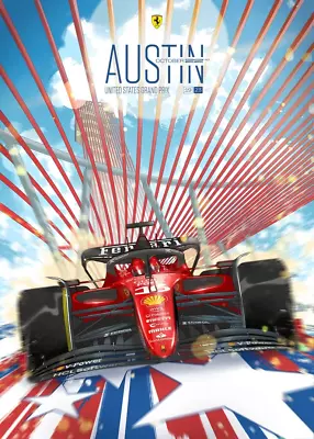 Ferrari F1 United States Grand Prix 2023 Austin Art Print Poster 22 X 17in • $64.95