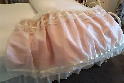 $35 • Buy Vintage Pink White Baby Bassinet Skirt