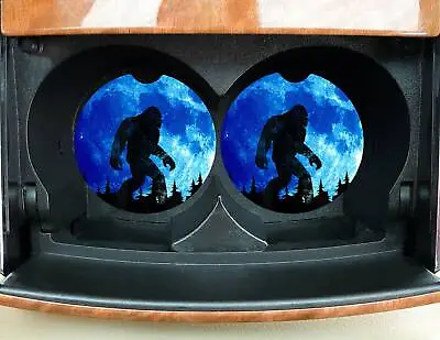 $8.95 • Buy Bigfoot Blue Moon Car Coasters Set Of 2 - Sasquatch Yeti