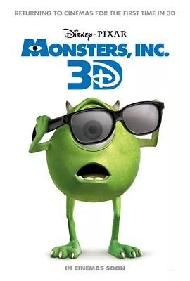 MONSTERS INC. MOVIE POSTER 2 Sided ORIGINAL 2012 Reissue 27x40 BILLY CRYSTAL • $12.50