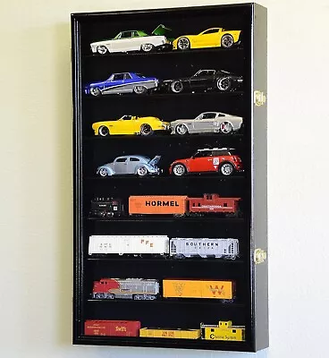 Car Display Case Black 16 Pcs Diecast 1/24 Scale 1:24 Collection Shelf Cabinet • $180.45