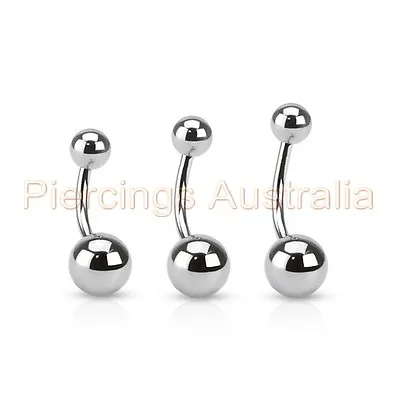 3 X 316L Surgical Steel Belly Button Bar Navel Rings Barbell CHOOSE LENGTH • $5.99