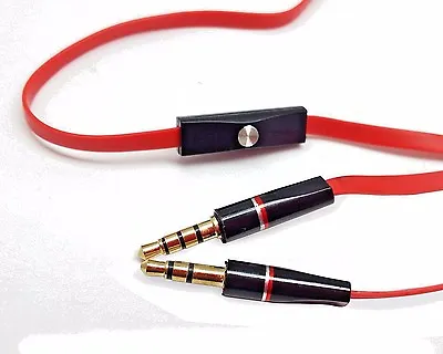 3.5mm 1/8  Red Aux Audio Cable Cord With Mic For Monster Dna On-ear Headphone • $8.34