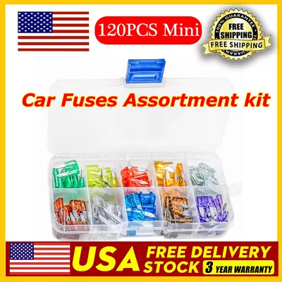 120pcs Mini Blade Fuse Assortment Auto Car Motorcycle SUV Fuses Kit APM ATM UTV • $5.69