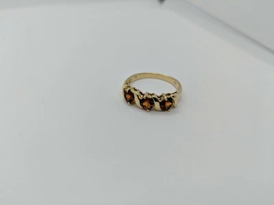 $199.99 • Buy 14k Yellow Gold Madeira Citrine Ring 3 Stone Anniversary Ring, Size 10.25