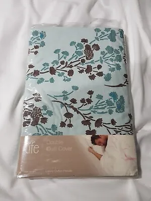 Double Quilt Cover From Coloroll Porcelain Duck Egg Blue Luxury Cotton Parcale • £9.50