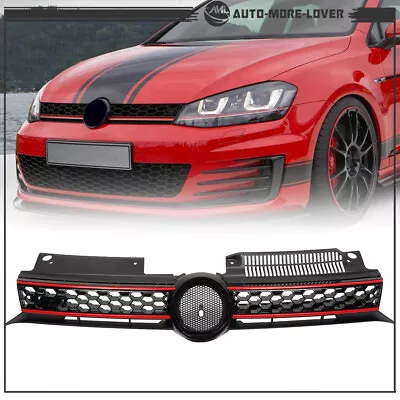 Front Upper Grille Black/Red Trim For 2010-2014 Vw Mk6 Golf/gti/jetta Sportwagen • $42.19