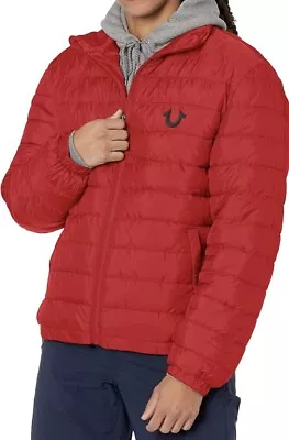 True Religion Men's Puffer Jacket Bleed True Red Size L • $49.99