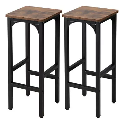 2 Pieces 28 Inch Dining Bar Chair Set With Footrest And Adjustable Pads-Rustic • $66.20