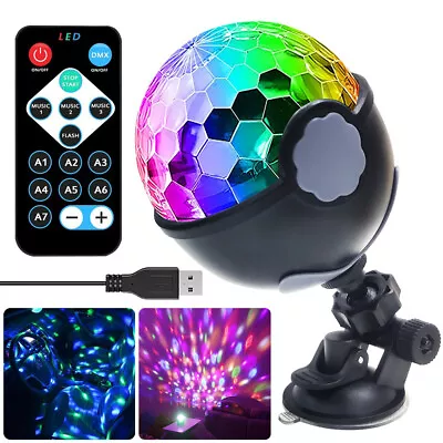 £12.99 • Buy Disco Ball Party Rotating LED Lights Remote & USB Plug In Christmas Party Light