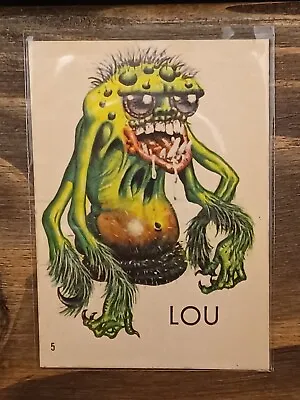 Vintage Ugly Monster Sticker Card 5 LOU Topps 1965 Basil Wolverton Art HTF RARE • $15