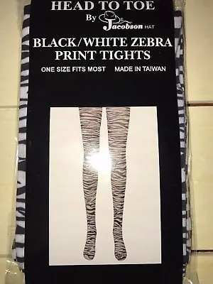 Zebra Print Tights Stockings Nylons Halloween Goth Costume Accessory • £11.38