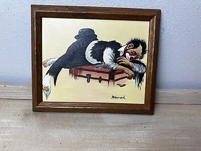 Vintage ORIGINAL CLOWN CANVAS OIL PAINTING BY Artist MARSH - SIGNED • $99