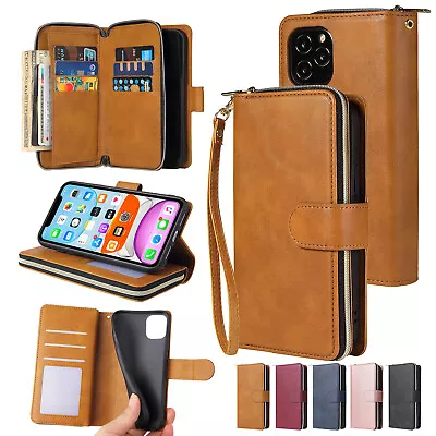 Zipper Wallet Leather Card Case For IPhone 14 15 Pro Max 13 12 11 XS Max XR 7 8+ • $15.35