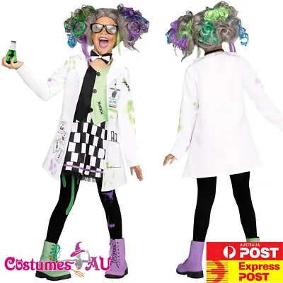 £30.17 • Buy Child Mad Scientist Costume Kids Lab Rat Science Crazy Boys Girls Halloween Wig