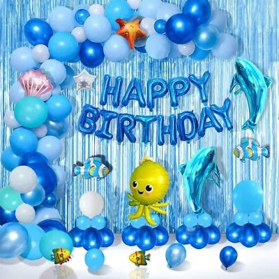 $15.95 • Buy Ocean Theme Balloon Garland Happy Birthday Banner Party Decor Balloons Arch Kit
