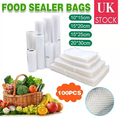 100pcs Textured Vacuum Sealer Bags Vac Seal Dry Wet Pack Food Saver Storage Bag • £5.09