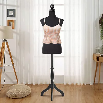 Female Mannequin Torso Dress Colthing Form Body Display W/ Tripod Stand Black • $49.99