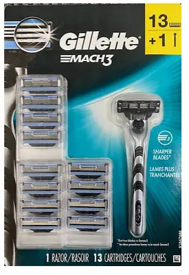 GILLETTE Mach3 Men's Razor Handle + 13 Blade Refills - NEW SEALED • $23.49