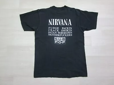 VTG 1989 NIRVANA Band Bleach SUB POP T-Shirt 80s Vestibule (M/L) Circles Of Hell • $1559.98