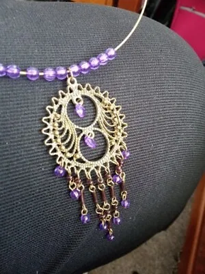 2b#: Indian Style Purple Beaded Wrap Around Neckless/ Choker  • £6.10