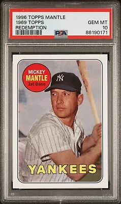 1996 Topps Mantle Sweepstakes Redemption 1969 Topps Psa 10 Gem Mint!! • $200