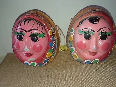 Vintage Mexican Folk Art Doll Head Paper Mache Hand Painted Cinco De Mayo • $14.99