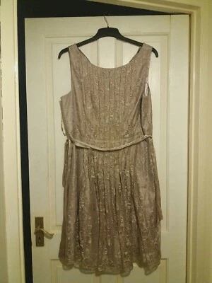 £5 • Buy Monsoon Beige Floral Lace Sleeveless Dress UK  18 Zip