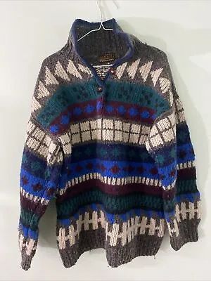 Vintage Chunky Wool Sweater Ecuador Multicolor • $45