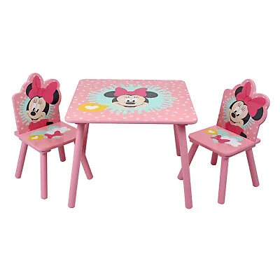 Disney Minnie Mouse Table And Chairs Set 15mm MDF Pine Wood Light Pink • £109.99