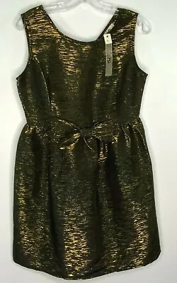 Ya Los Angeles Dress Black Gold Shimmer Bow Size Large NWT • $19.99