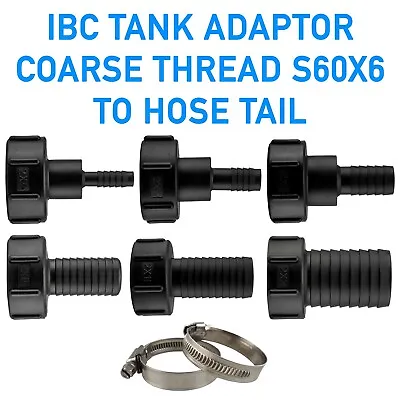 IBC Storage Tank Adaptor S60x6 (2 ) Coarse Thread  --barb Hose Tail • £5.24