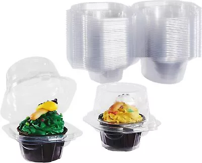 Ridgesun 50-Pack Transparent Cupcake Boxes - Foldable Design PET Material BPA- • $18.41