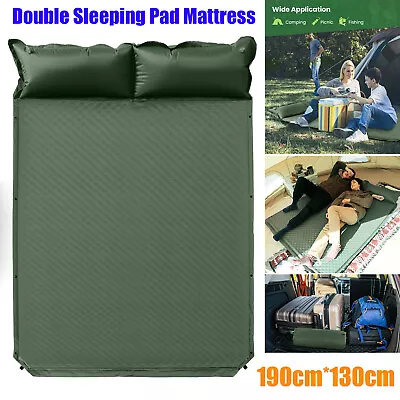 Double Camping Sleeping Pad Thick Self Inflating Air Bed Hike Mattress Outdoor • $49.99